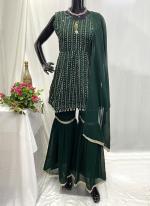 Georgette Green Reception Wear Hand Work Readymade Sharara Suit